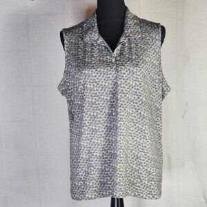 EP Pro Tour Tech Black White Yellow Floral Sleeveless Poly Span Golf Tank Sz XL